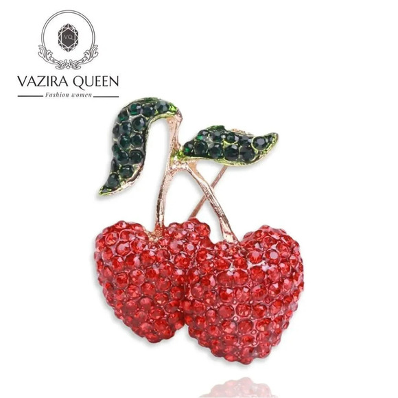 VQ Cherries Brooch - Picture 1 of 8